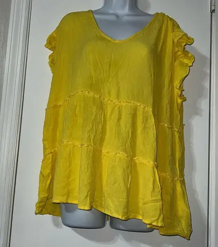 belle du jour  Yellow Short sleeve blouse 1X