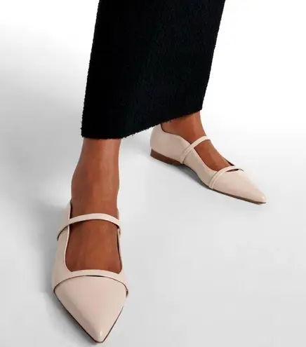 Malone Souliers • Maureen Leather Ballet Flat pink croc embossed leather strappy