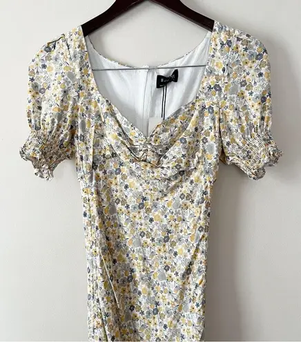 Bardot Mini Dress Cindy Sweetheart Neck Yellow Floral Print NEW Size XS/4