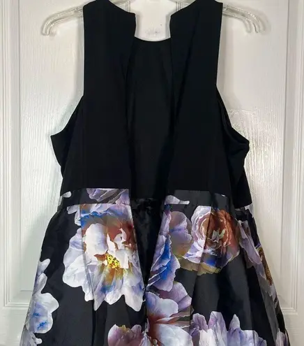 City Chic Sz L / 20 Sleeveless Midi Long Dress Floral Skirt Black Top