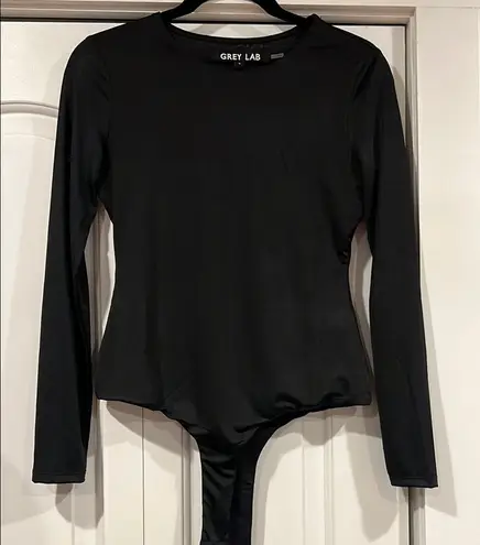 GREY LAB Fitted Black Long Sleeve Bodysuit Size M