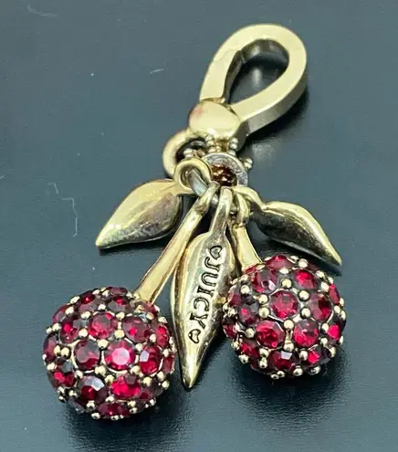 Juicy Couture Retired  Pavè Red Cherry Charm Enameled Leaves With Box 16g