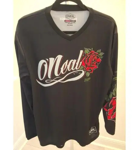 O'Neal Women's Element Motocross Dirt Bike Jersey Black With Red Rose Size XL