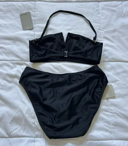 NWT Spiegel Womens 10 Bikini Set 2PC Black Top Bottom High Waisted Vintage 90s