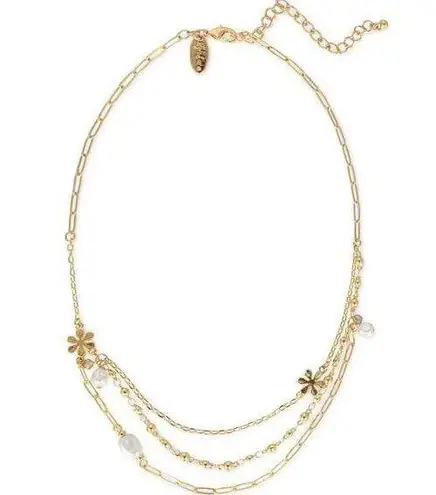 Style & Co  Flower Crystal & Imitation Pearl Necklace in Gold MSRP $30 NWT