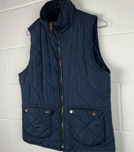 ☀️ Quinn Quilted Navy Vest, Size Medium Blue