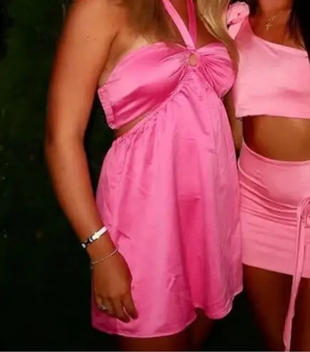 MORE TO COME Kristen Halter Mini Dress in Pink Size XL