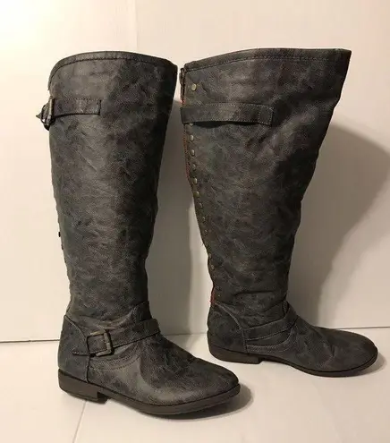 Journee Collection gray red tall boots women size 10