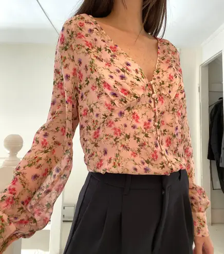 Cami NYC The Hope Floral Silk Bodysuit in Geranium