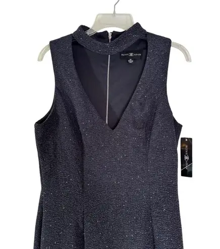 Betsy and Adam NWT V Neck Choker Glitter Long Dress Gown Black Size 12
