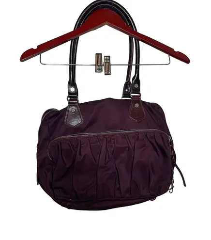 MZ Wallace Womens Jane Bedford Nylon Leather Shoulder Handbag in Burgundy