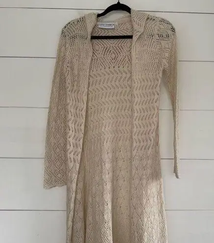 Gypsy Warrior Women’s Small Cream Crochet Hooded Long Line Cardigan