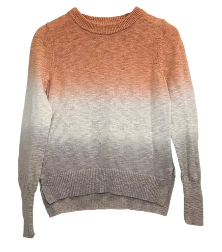 Faherty Muir Dip Dye Sweater Organic Cotton Ombre Size S Orange White Beige