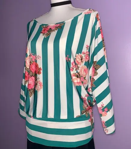 ee:some NEW Boutique Striped Floral Off Shoulder Top