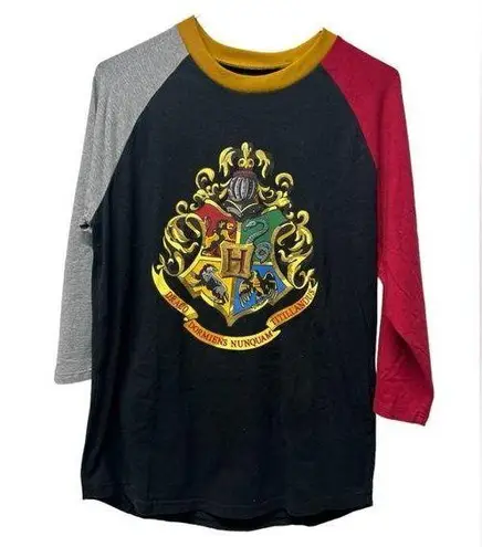 Harry Potter  Tee Shirt Hogwarts House Crest Color Block Cotton Spandex small