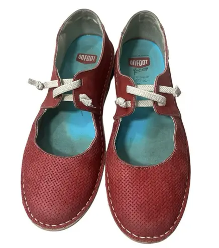 On Foot Your Way Women’s Shoe Red Made In Spain 41 9.5 Comfort Artsy Slip On Size 10