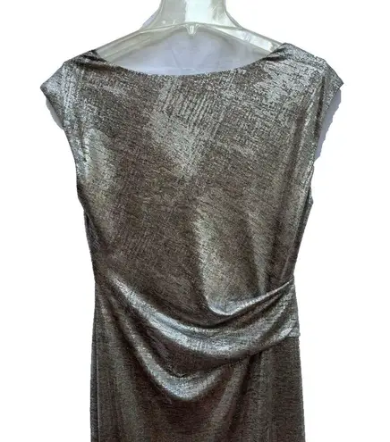 Connected Apparel NWOT 8 Women’s Formal Gown Dress Silver Taupe Cowl Neckline