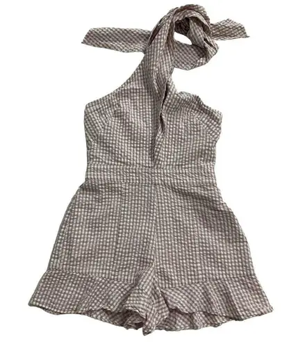 Intermix Women Size 0 Seersucker Halter Romper Mauve (1-347)