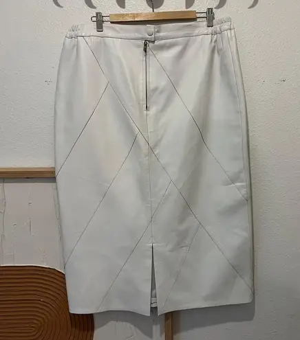 White Vegan Leather Made in India Patchwork Midi A Line Skirt Size 1X