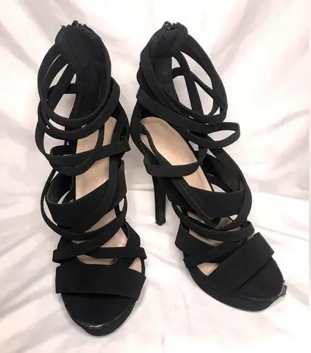 Charlotte Russe  Vintage Classic Y2K Black Strappy Heels Size 8