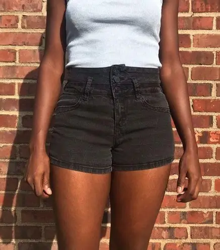 Ymi high waisted washed out black shorts. size 5