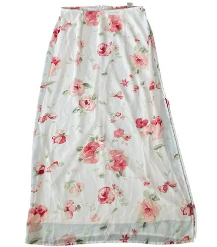 Compagnie Internationale Express Vintage 90s Witchy Whimsical Floral Maxi Skirt Pink Size 10