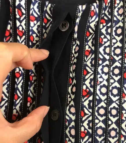 Oscar de la Renta Women’s Silk Floral Pleated Navy Blue Sleeveless Dress