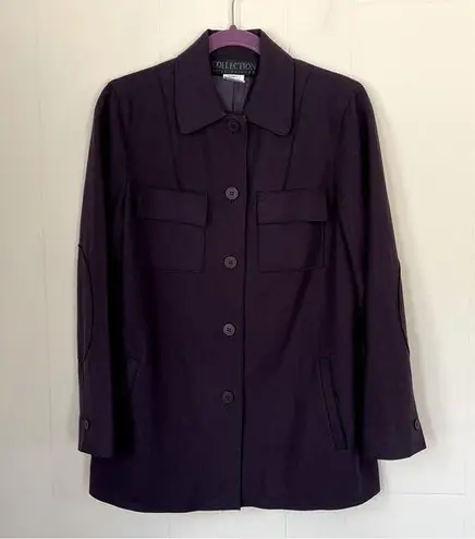 Harvé Benard Collection harvè benard wool blend coat dark blue elbow patches Women’s size 4