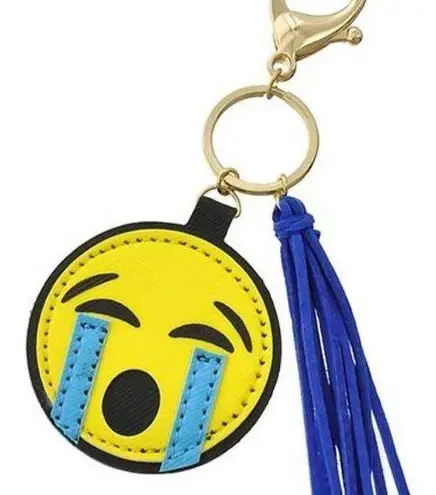 LEATHERETTE & SUEDE CRYING EMOJI KEY CHAIN Yellow