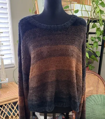 Bella Dahl Chocolate Ombré Slouchy Pullover Long Sleeve Sweater