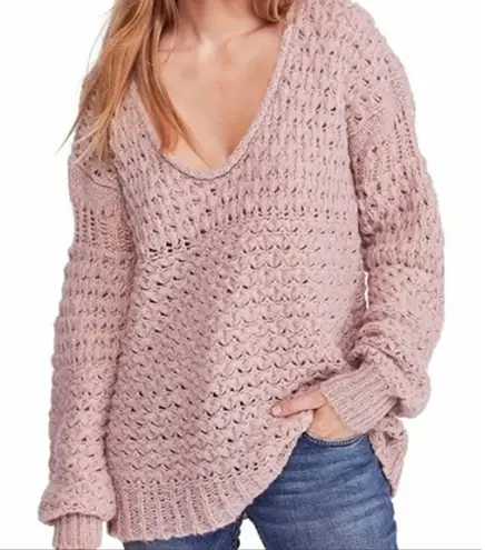 Free People  Womens Crashing Waves Wool‎ Blend Knit Oversized Pullover Sweater XS thumbnail 1