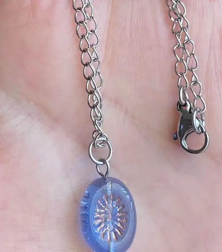 Handmade retro vintage chic whimsical style quality Czech glass bead simple necklace🩵