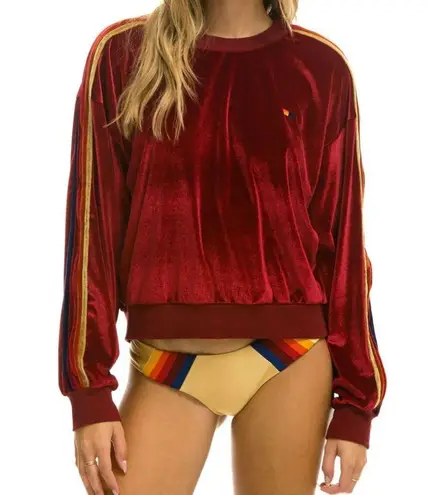 Aviator Nation Classic Velvet Relaxed Sweatshirt Red Size S