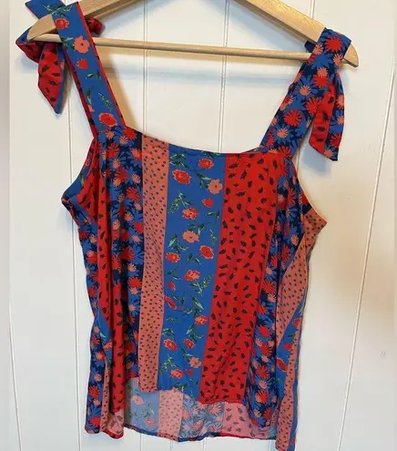 Modcloth Sugarhill Brighton  Petal Perfect Floral Tie-Shoulder top size 10