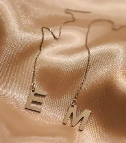 Dainty Silver Letter Threader Earrings