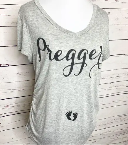 French Pastry “Preggers” Maternity T-Shirt Heather Gray Size Medium