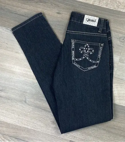 Blu Rein Rhinestone Embellished Low Rise Skinny Jeans Blue Juniors 5 Size undefined