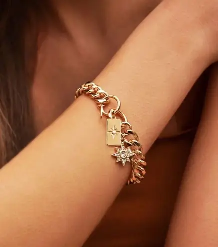 Ettika - Starry Charms Chain Link Bracelet | 14K Gold Plated | W/Dustbag - NWT