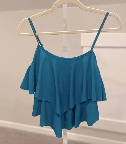 American Trends High Tankini Swimsuit for Women Flounce Top Bathing Suit Top Blue Size 12