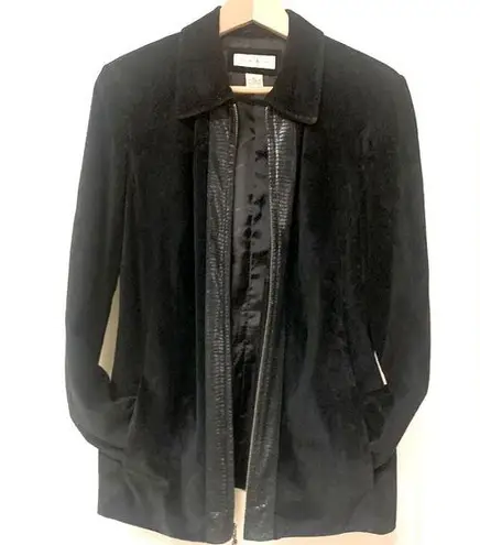 Preston & York  Genuine Black Leather Suede Jacket EUC