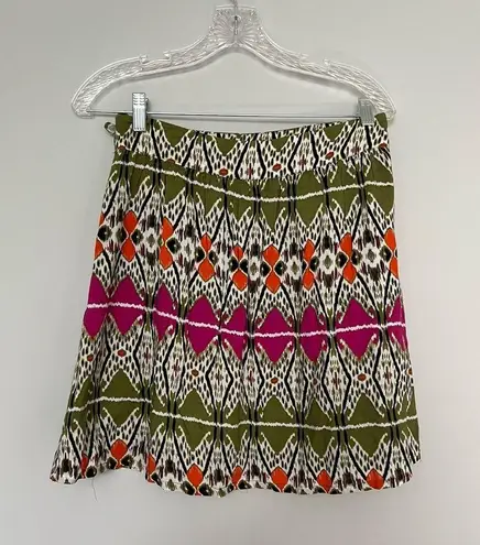 Criss Cross Green Orange Colorful Simple Mini Skirt Size M Size M