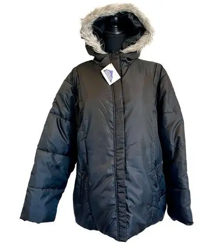 NWT Maxam Mountain Faux Fur Trimmed Puffer Jacket 2XL Black Size 2X