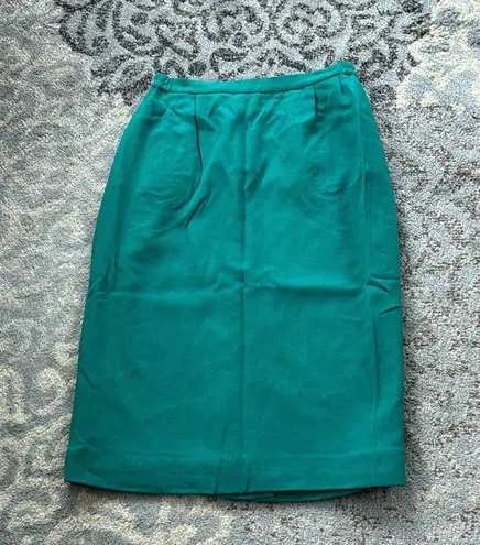 Vintage Morgan Miller Wool Blazer Skirt Suit Set Green 14