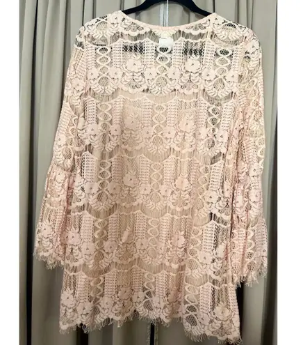 Ultra Pink Lace Blush top with cami size Large
