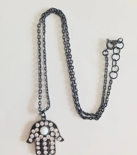 HAMSA HAND | Hamsa Hand Necklace Black