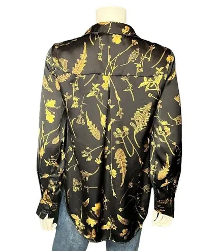 Elie Tahari Black Floral Button Up Shirt Size S