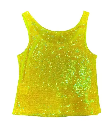 Rachel Zoe  Neon Yellow Sequin Scoop Neck Tank Top Size Small NWT