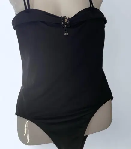 Black Beaded Bathing Suit Roxanne M Size M
