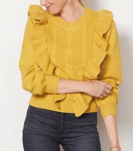 dRA Los Angeles Yellow Ruffle Chic Sweater