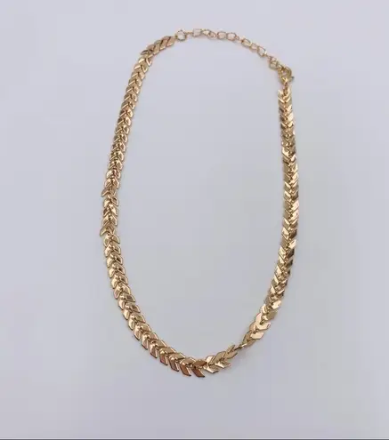 NWT Boho Golden Arrow Leaf V Link Choker Necklace